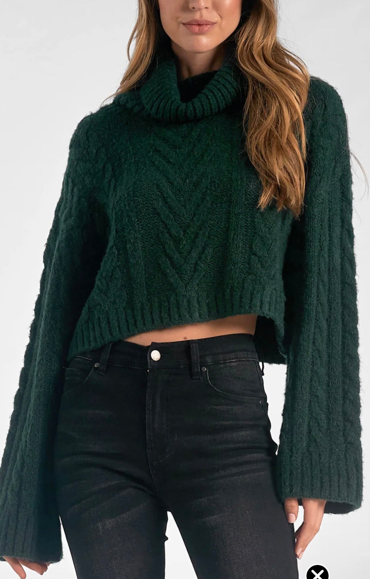 NWT - Elan Cable Knit Cropped Sweater