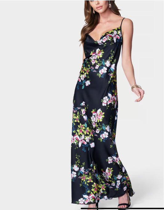 NWT - Bebe Floral Cowl Neck Maxi Dress